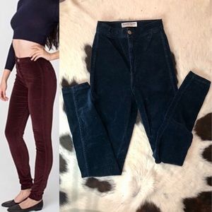 American Apparel Navy Velvet High Waisted Pants